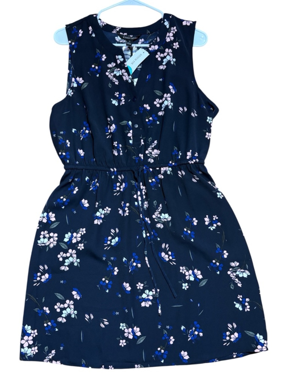 41 Hawthorn Claira Tie Waist Floral Dress NWT In Navy Blue Sz Large